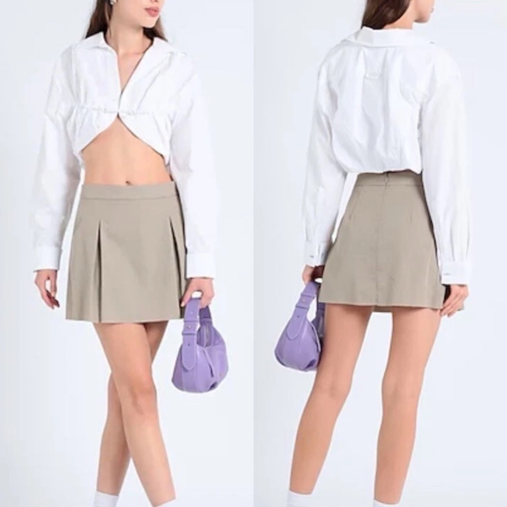 Topshop Beige Pleated Skirt - Picture 1 of 7